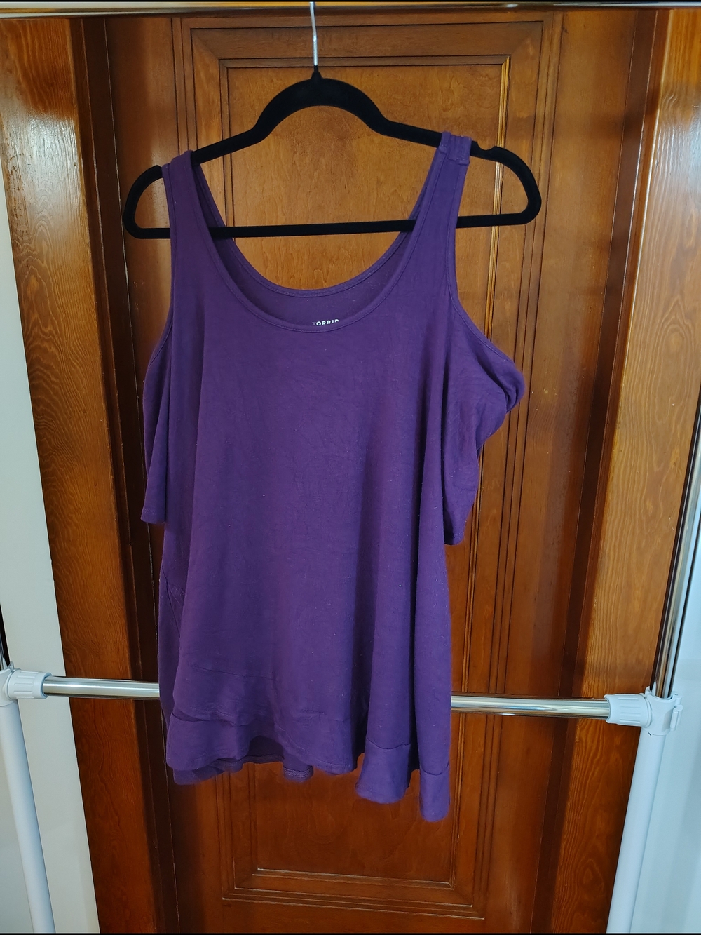 torrid Purple Cold Shoulder Scoop Neck Shirt